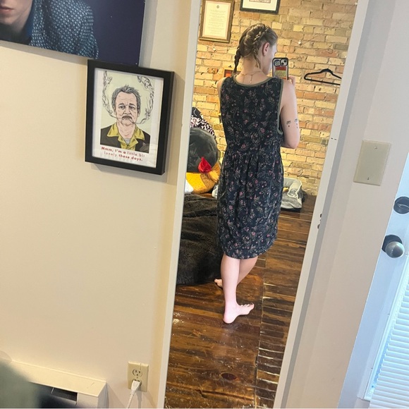 corduroy vintage floral dress size L/XL - Picture 6 of 7